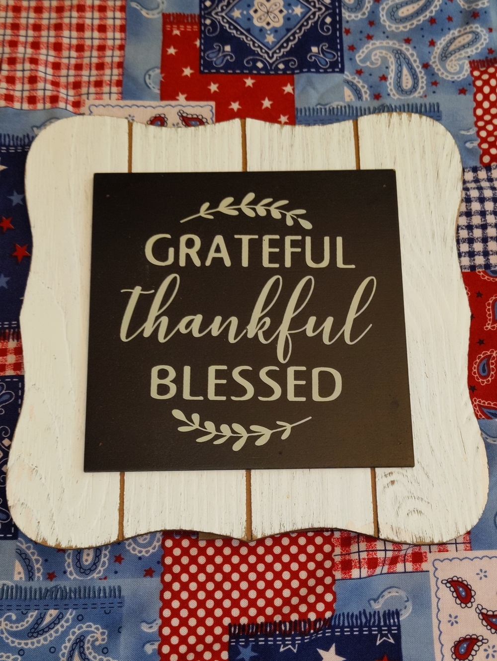 Grateful Thankful Blessed Sign Rustic Distressed Farmhouse Decor Thanksgiving